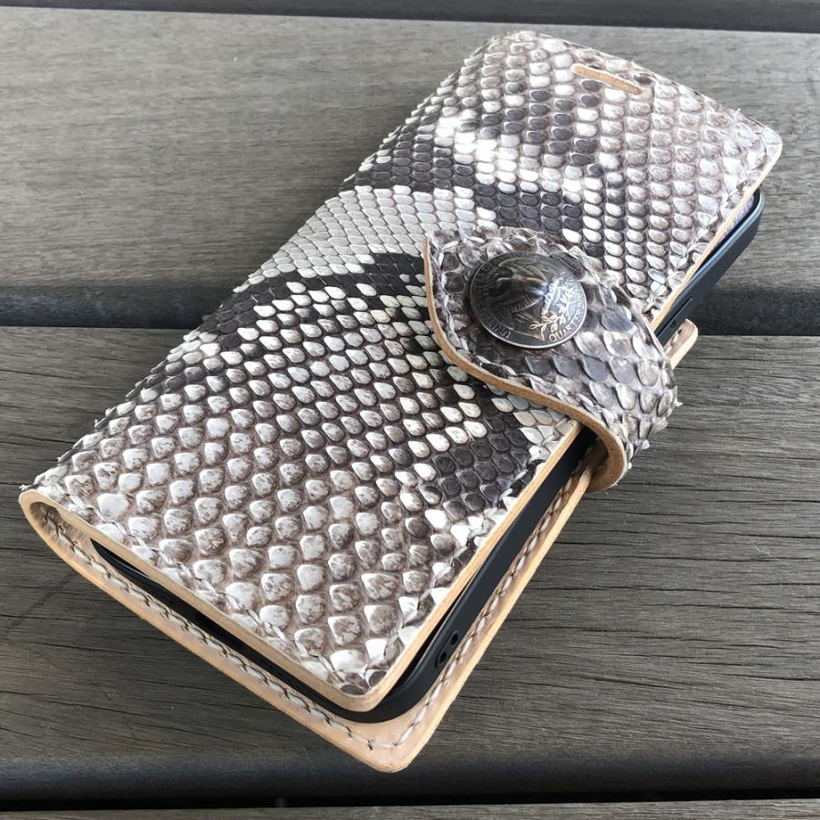 iPhone各モデルに対応 手帳型iPhoneケース 本革ダイヤモンドパイソン 