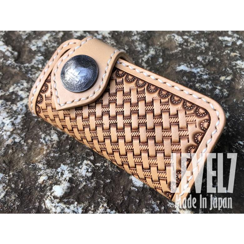 KEY CASE/キーケース 手縫い バスケットスタンプ/カービング