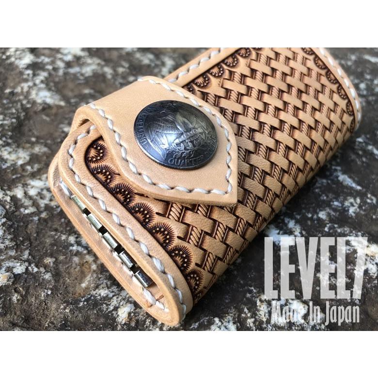 KEY CASE/キーケース 手縫い バスケットスタンプ/カービング