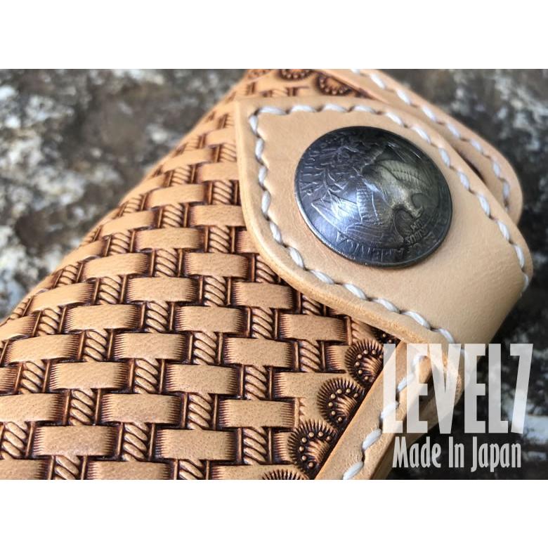 KEY CASE/キーケース 手縫い バスケットスタンプ/カービング