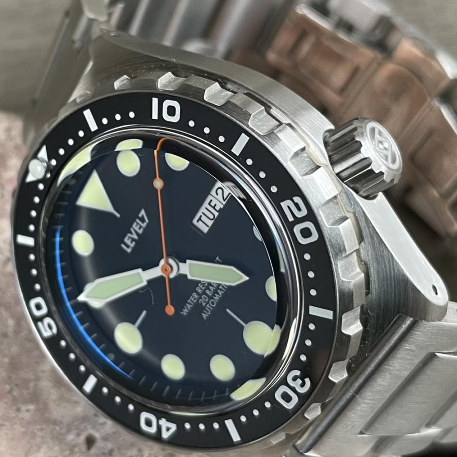 日本製 ハンドメイドの腕時計 20気圧防水 自動巻き SEIKO NH36 サファイアトップハット風防 316Lステンレス 腕時計 LEVEL7の画像