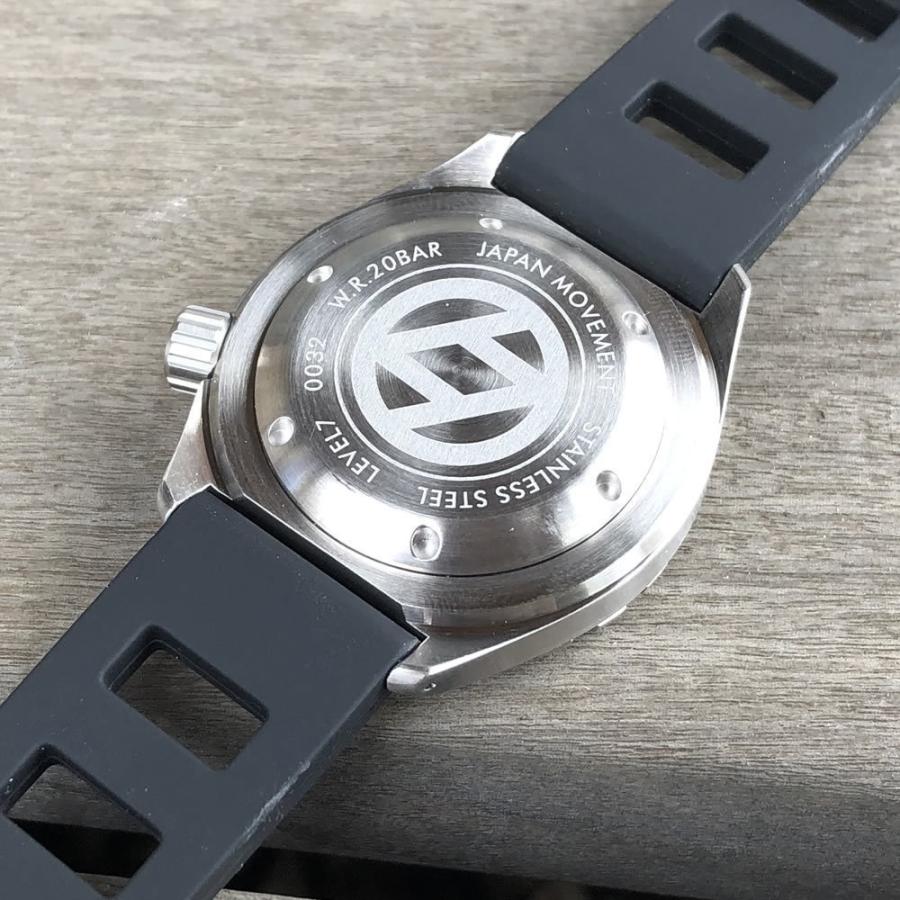 カスタム自在/MOD 自社組立の日本製 メンズウォッチ 20気圧防水 自動巻き SEIKO NH36 316Lステンレス ダイバーズラバーベルト 腕時計 lv1-flf12hnv LEVEL7の画像