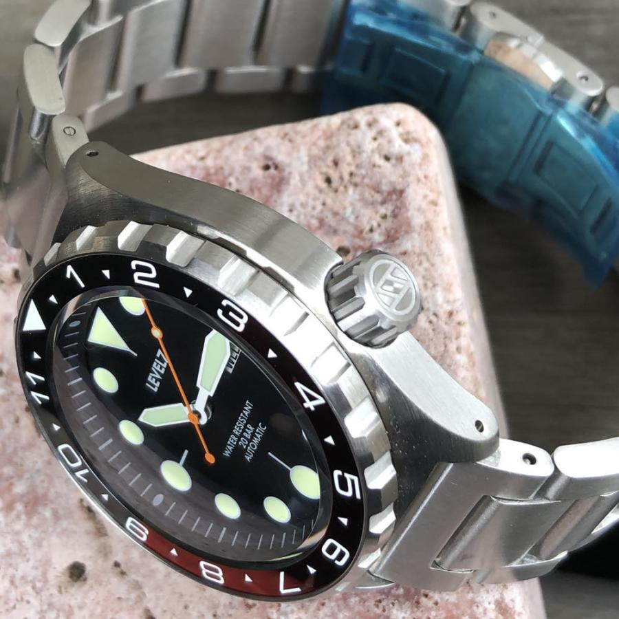 カスタム自在/MOD 自社組立の日本製 メンズウォッチ 20気圧防水 自動巻き SEIKO NH36 316Lステンレス ダイバーズラバーベルト 腕時計 lv1-flfcoke LEVEL7の画像
