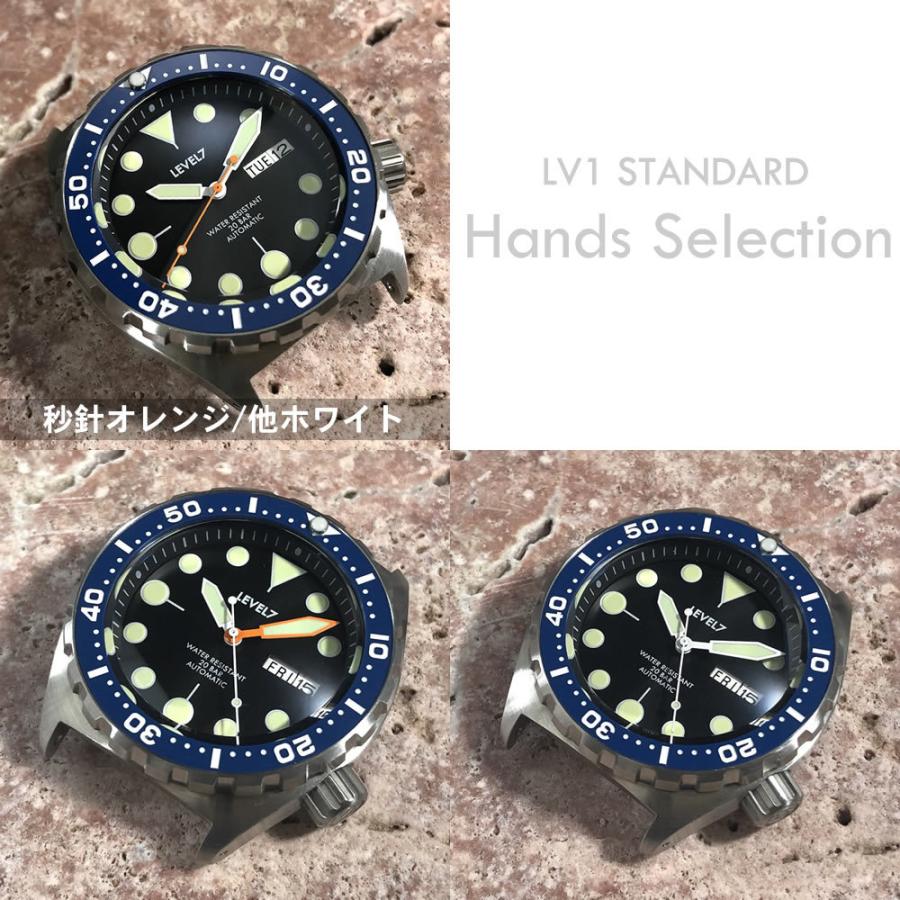 カスタム自在/MOD 自社組立の日本製 メンズウォッチ 20気圧防水 自動巻き SEIKO NH36 316Lステンレス ダイバーズラバーベルト 腕時計 lv1-flfnv LEVEL7の画像