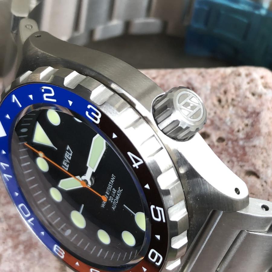 カスタム自在/MOD 自社組立の日本製 メンズウォッチ 20気圧防水 自動巻き SEIKO NH36 316Lステンレス ダイバーズラバーベルト 腕時計 lv1-flfpeps LEVEL7の画像