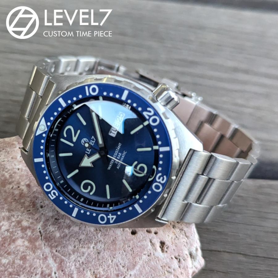 LV1 ARFBL-BL 日本製 自社組立の腕時計 20気圧防水 自動巻き SEIKO NH36 サファイアダブルドーム風防 316Lステンレス 腕時計 LEVEL7の画像