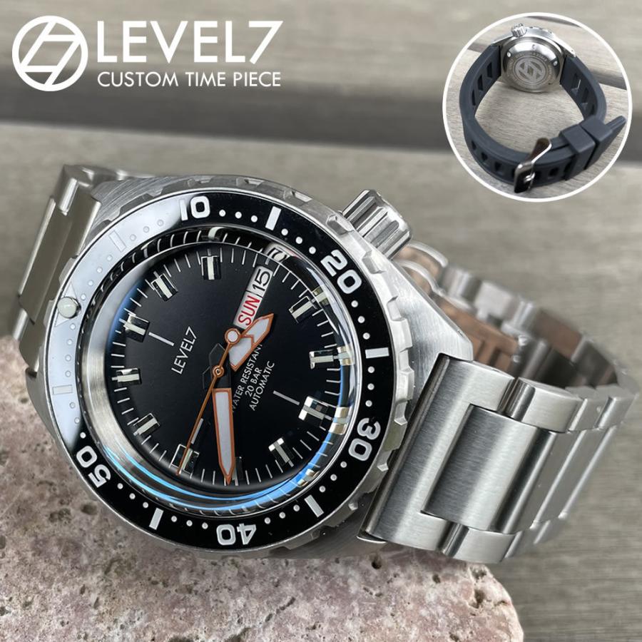 日本製 ハンドメイドの腕時計 20気圧防水 自動巻き SEIKO NH36 サファイアトップハット風防 316Lステンレス 腕時計 LEVEL7