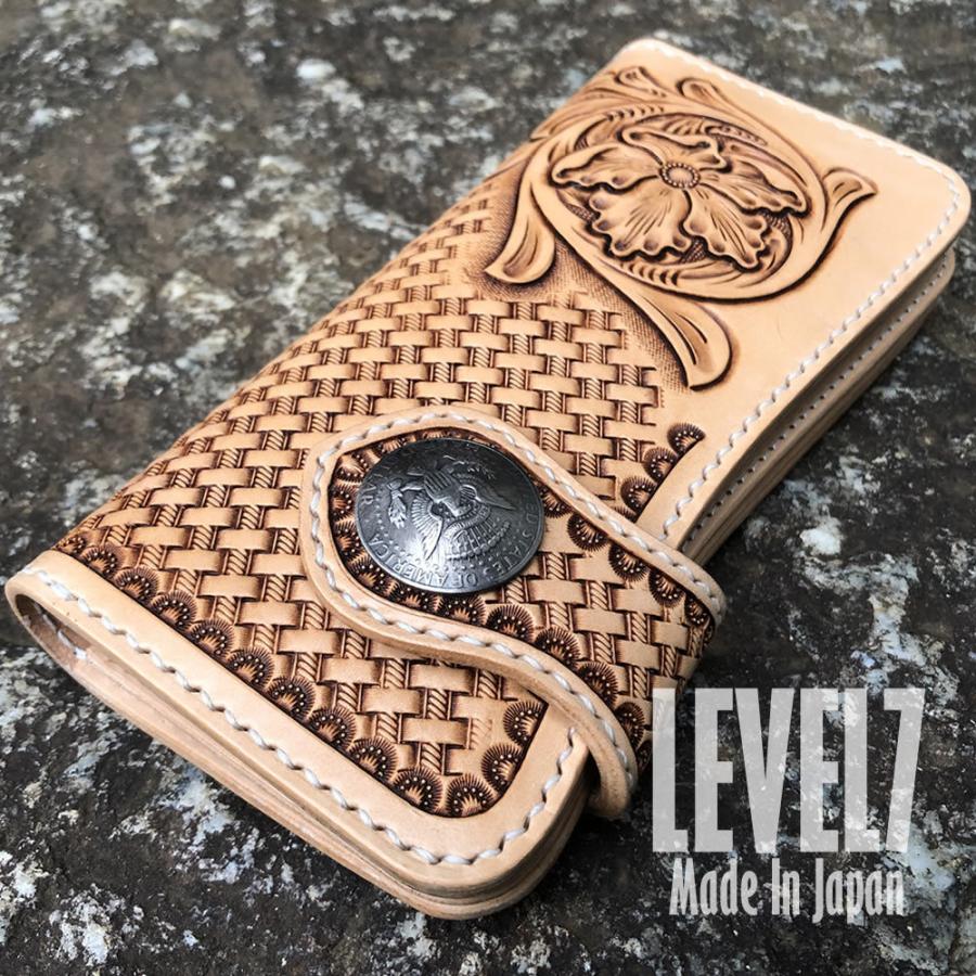 ハンドメイド ロングウォレット カービング レザー （受注制作