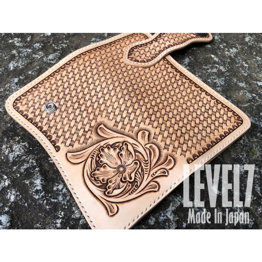 長財布/ハンドメイドロングウォレット バスケット＆フラワーカービング