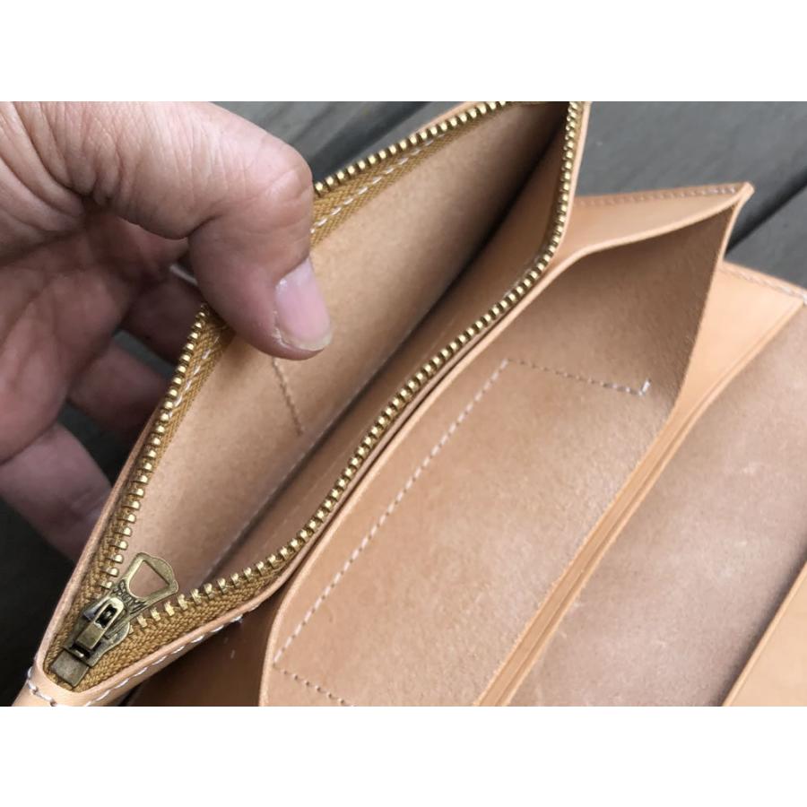 ロングトラッカーウォレット ハンドメイド イタリアンレザー ヌメ革の