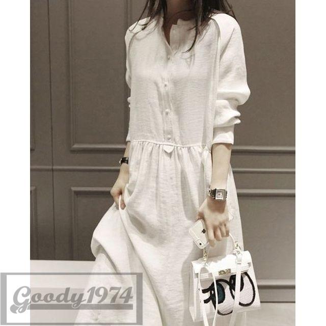 ワンピース レディース ロングワンピース シャツワンピース 長袖 コットン シャツ トップス チュニック ロング丈 リネン アウター 白 30代 40代 新作 B1503 Eclas 通販 Yahoo ショッピング