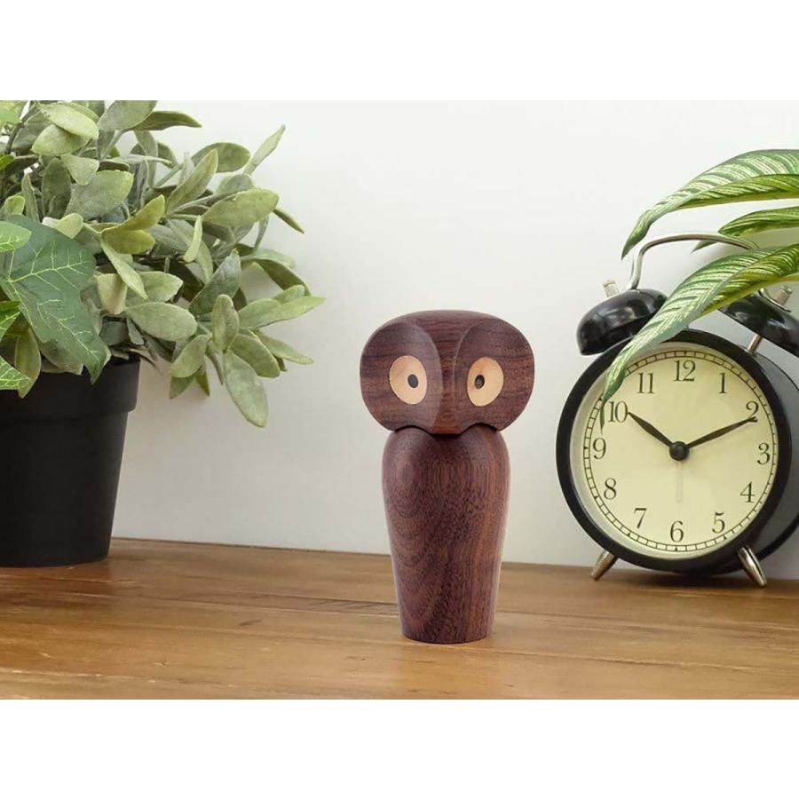 置き物 木製 フクロウ ウォルナット インテリア 人形 雑貨 オブジェ