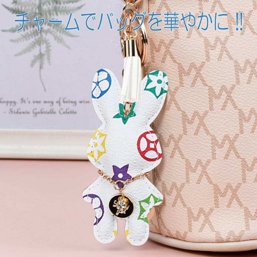 キー ホルダー うさぎ ナスカン チェーン ダブル リング ストラップ