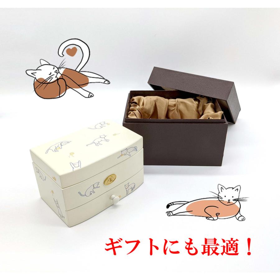 オルゴール ジュエリー ケース 猫柄 アイボリーホワイト 宝石箱 オルゴール ジュエリー ケース 猫柄 アイボリーホワイト 宝石箱