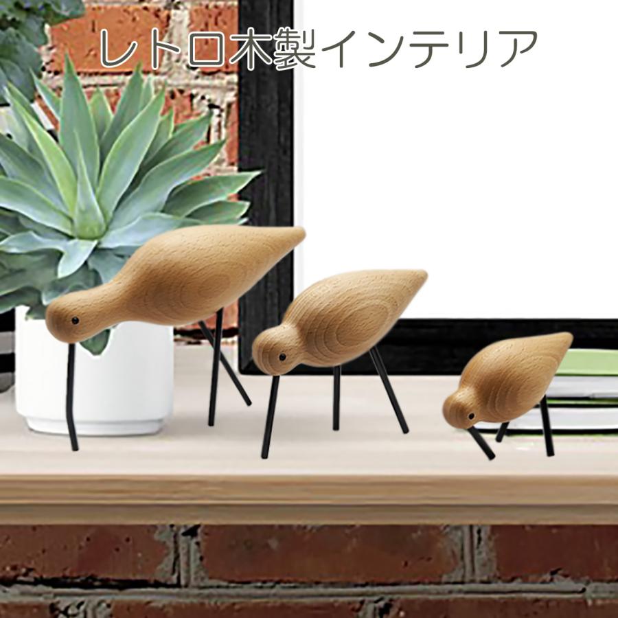 置き物 木製 水鳥 中 ハマシギ インテリア 人形 雑貨 オブジェ 動物