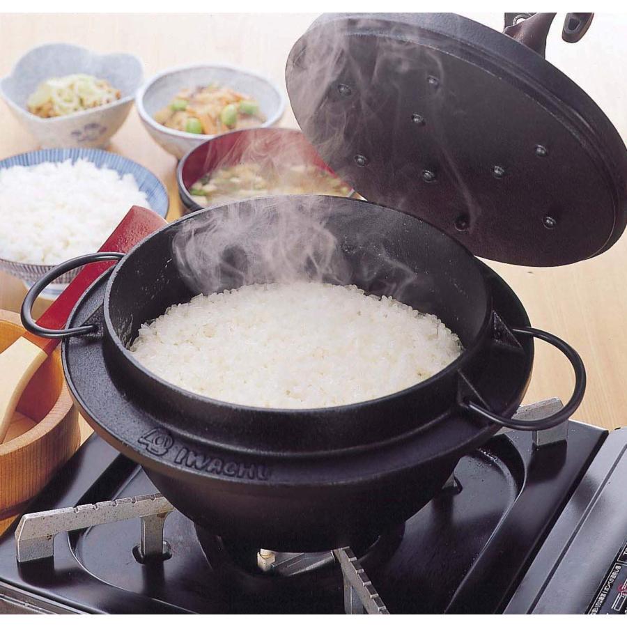 岩鋳 Iwachu ご飯鍋 3合炊 黒 内面ホーロー IH対応 南部鉄器 21085