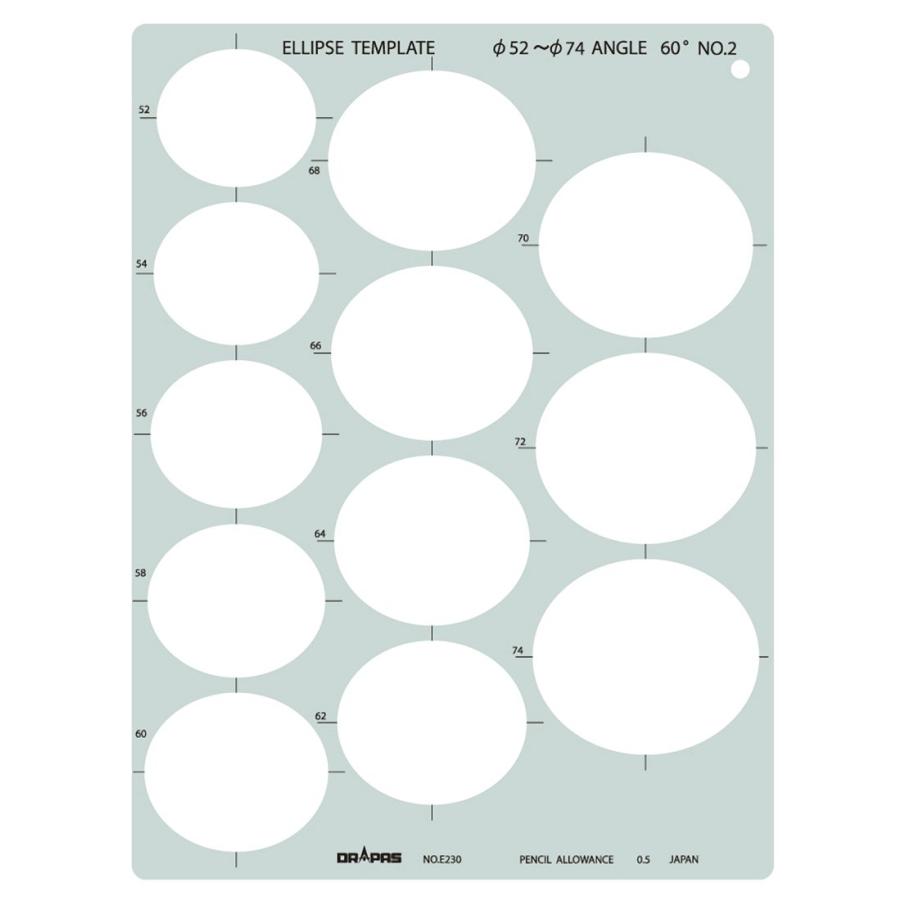 ドラパス(Drapas) テンプレート E230 楕円定規 60度 No.2 31230 : GOOD