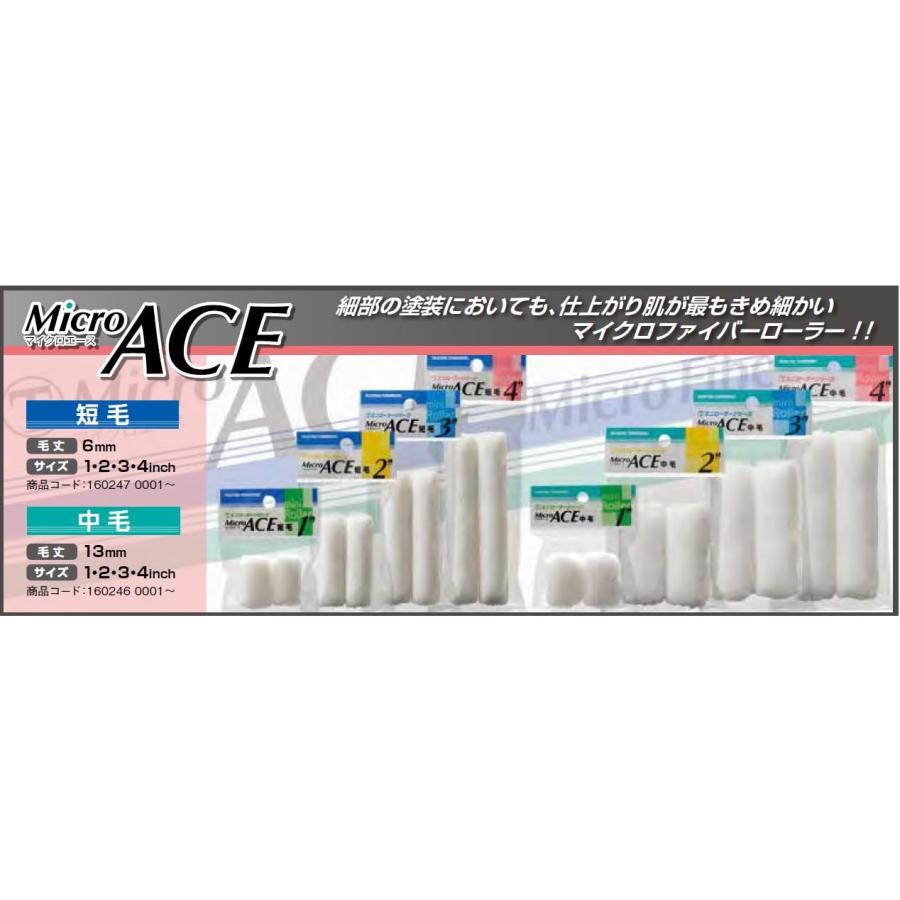大塚刷毛 ミニローラー「MICRO ACE 中毛」 2本入 毛丈13ミリ 幅4インチ 
