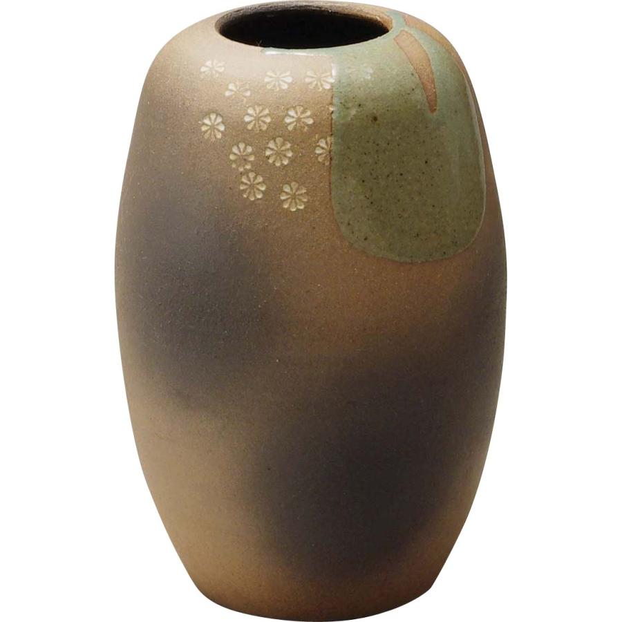 丸伊製陶 信楽焼 へちもん 花瓶 フラワーベース 大きい 茶色 小桜夏目