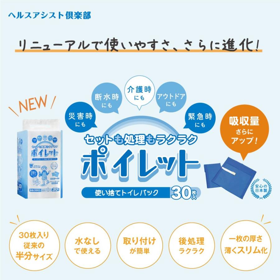 ポータブルトイレ用使い捨て紙バッグ ポイレット 30枚入 : GOOD ZERO