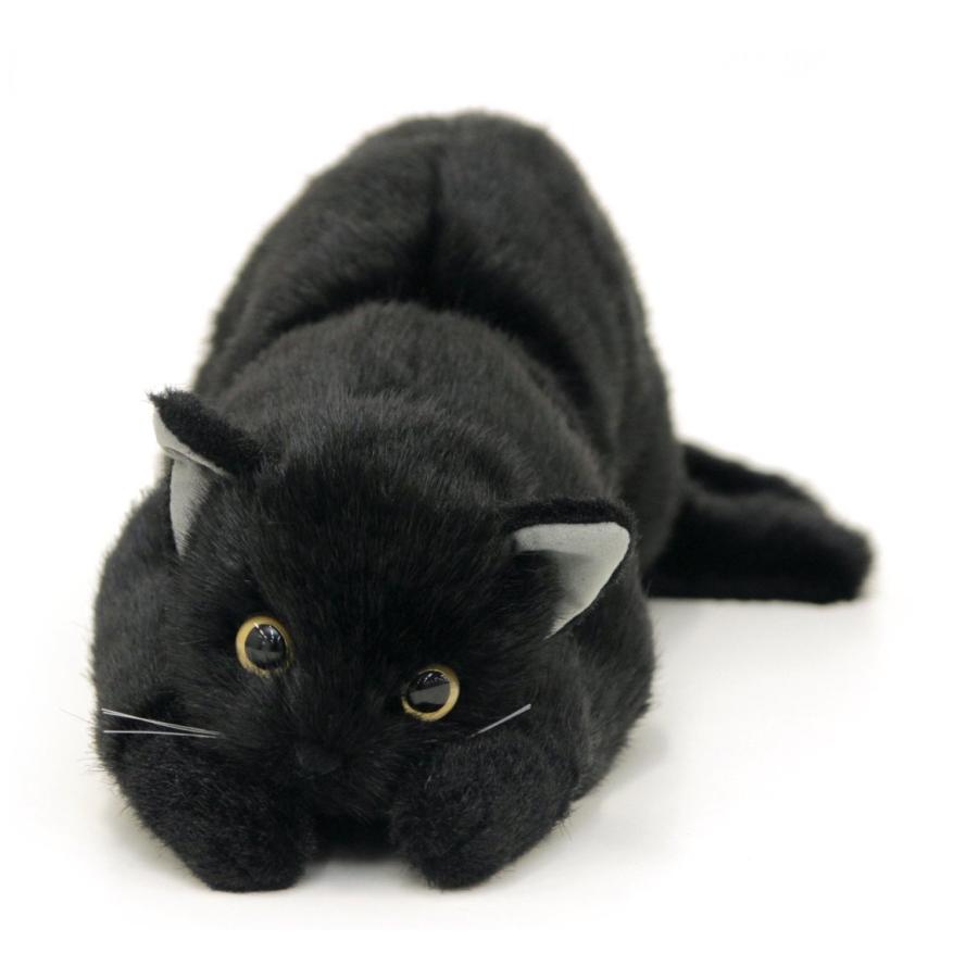 リアルシリーズ 日本製 リアルな猫のぬいぐるみ 58cm (クロネコL目明き
