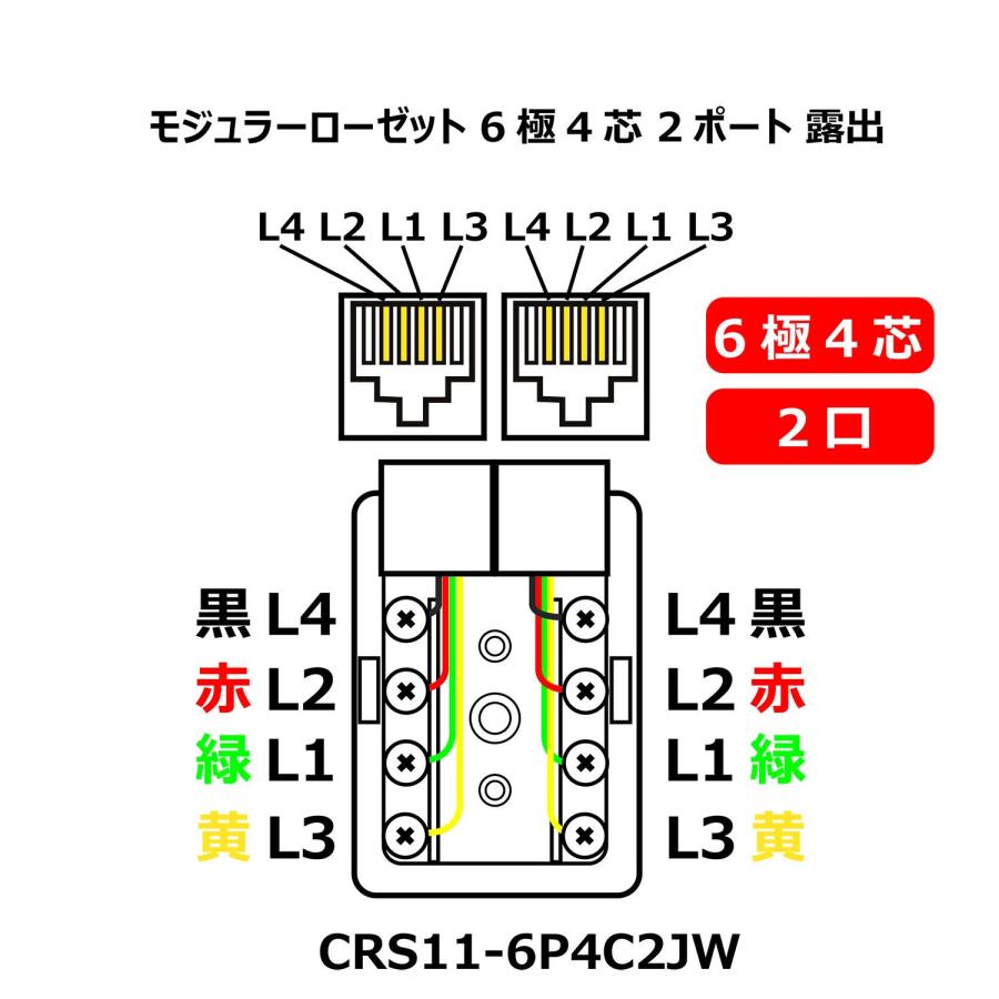 タローズ TARO'S モジュラーローゼット 電話/テレホン 6極4芯 2ポート