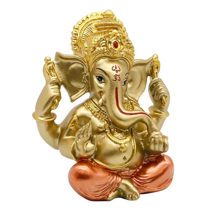 8.インドヒンズー教神木製ガネーシャ像 約23センチ、極小品 ヒンズー教神ガネーシャ神像 - インドの象のブッダガネーシャ彫刻