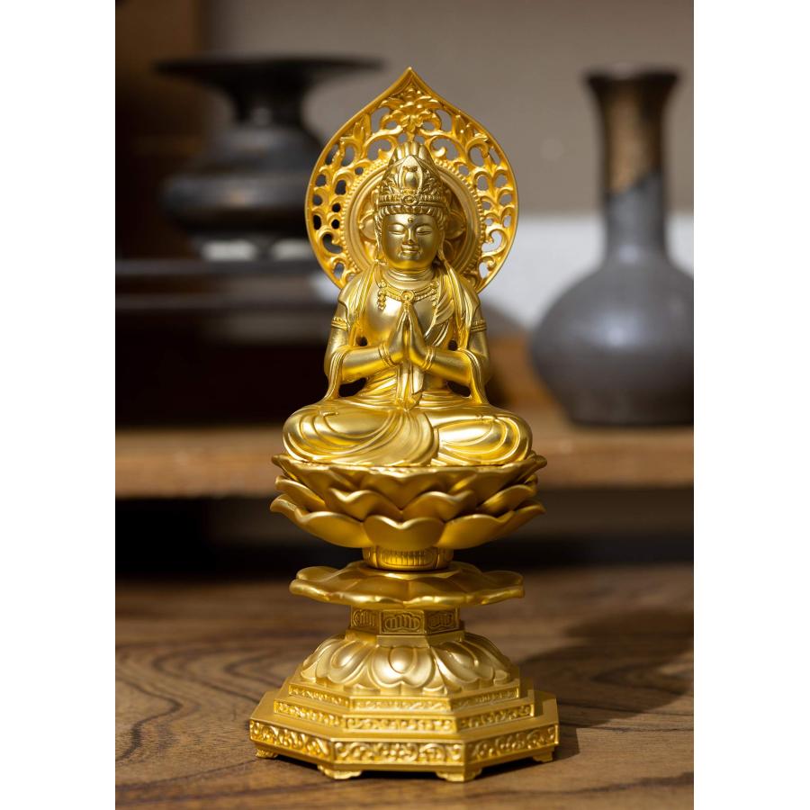 仏像 勢至菩薩 15cm（金メッキ/24金） 仏師：牧田秀雲 原型＿（午年