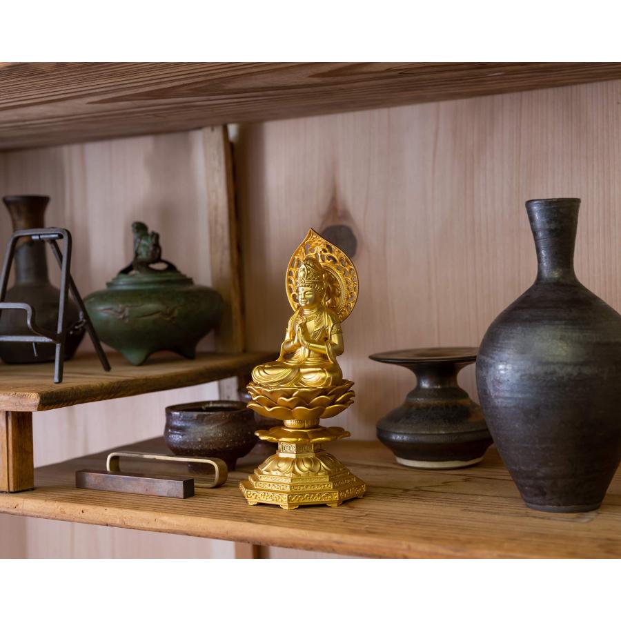 仏像 勢至菩薩 15cm（金メッキ/24金） 仏師：牧田秀雲 原型＿（午年