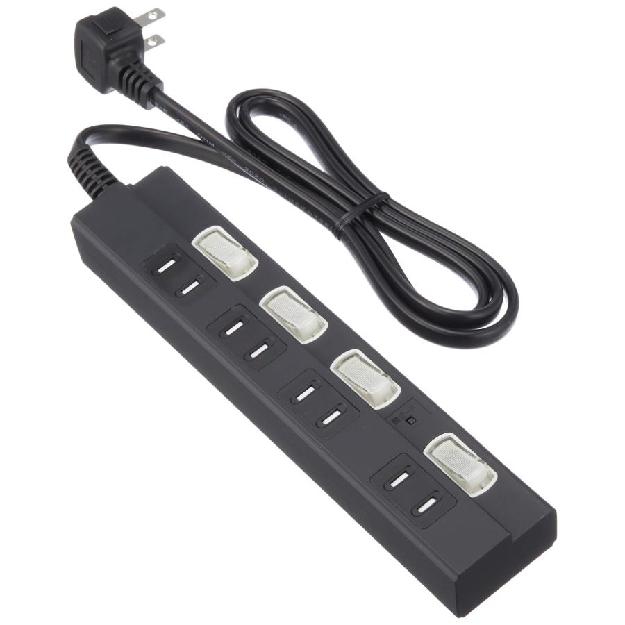 てん 雷に強い節電タップ 4個口 1m 黒_HS-TPK41PBT-K 00-6941 : GOOD ZERO