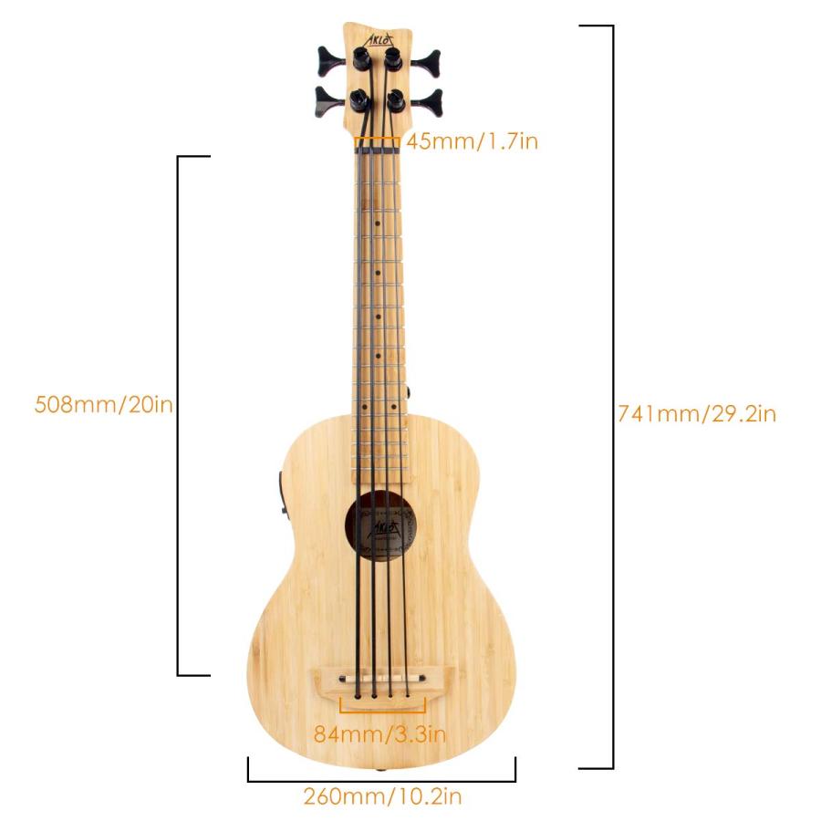 Aklot 30 インチオール竹ウクレレベース, 23：1ギヤペグ チューナー