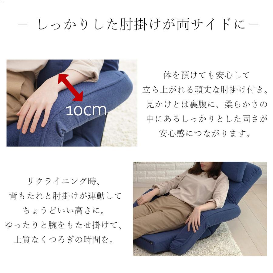 ビータ(Vita) 3way肘掛け付座椅子 ネイビー 幅69×奥行67~166×高さ15