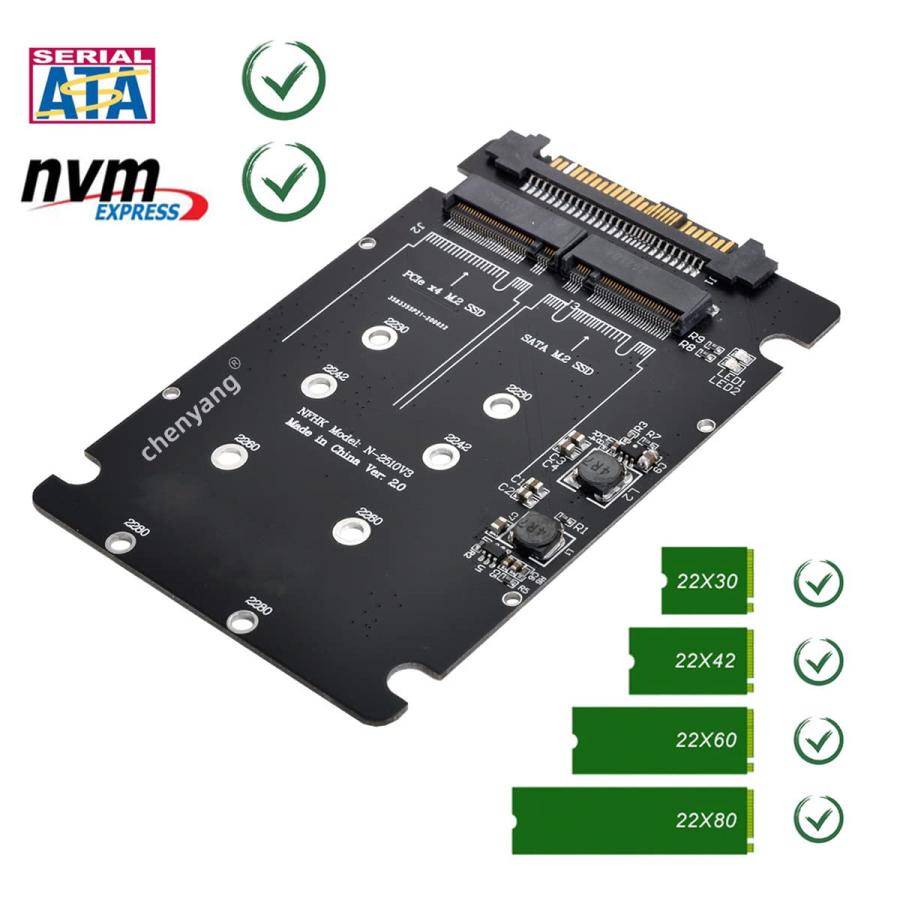 ChenYang M.2 NVME SSD to U.2 SFF-8639/NGFF SATA 2 in 1 コンボ