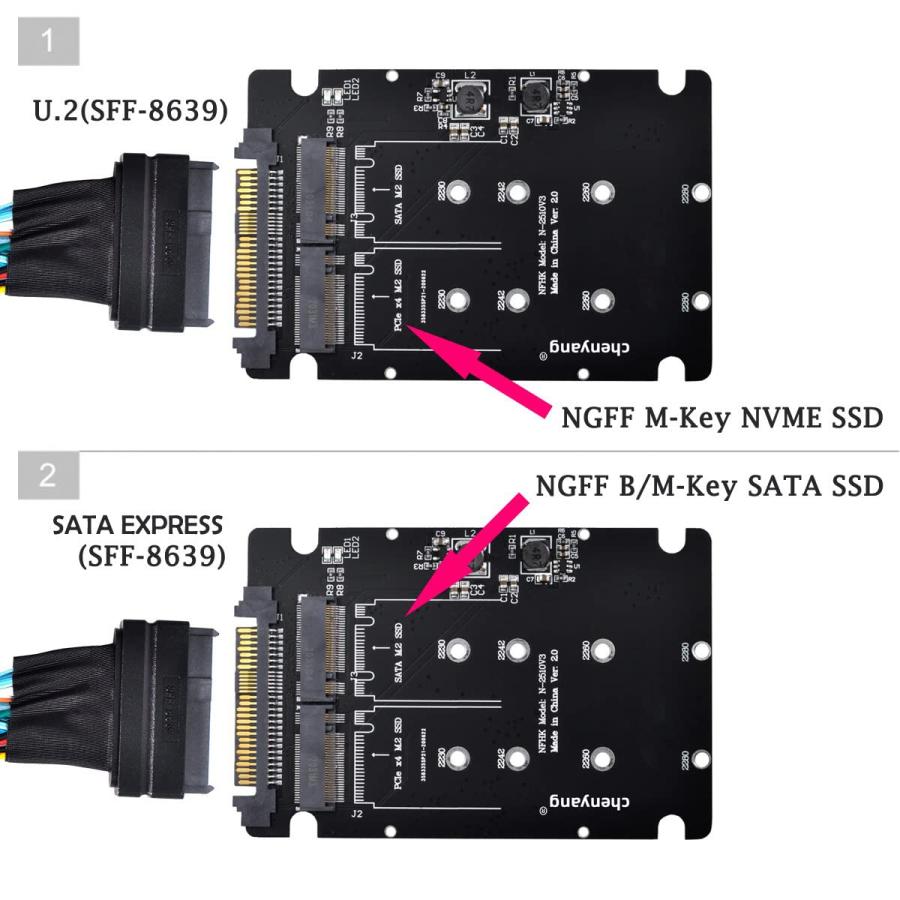 ChenYang M.2 NVME SSD to U.2 SFF-8639/NGFF SATA 2 in 1 コンボ