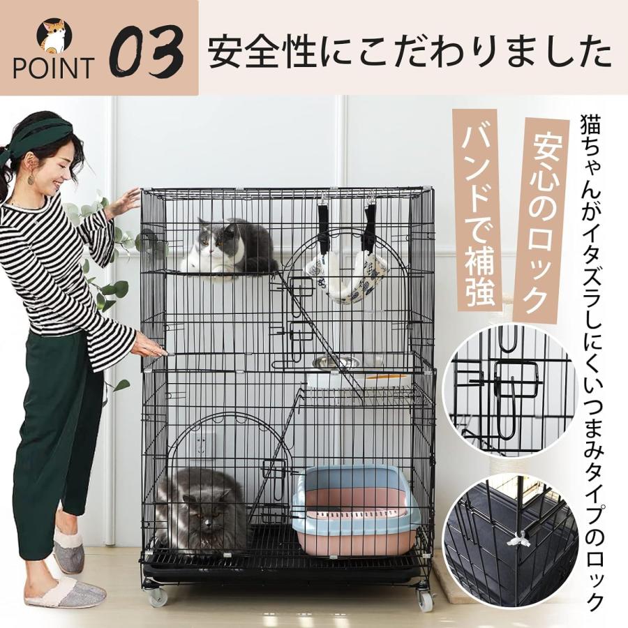 Shinyever 猫 ケージ 3段 キャットケージ 長さ76cm*幅50cm*高さ110cm