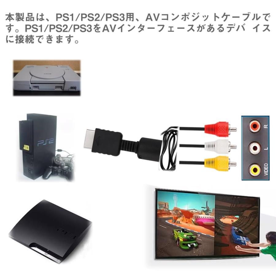 ケーブルコード PS1 PS2 PS3 avケーブル 1.8M 純銅製 RCA変換 ケーブルコード PS1 PS2 PS3 avケーブル 1.8M 純銅製 RCA変換
