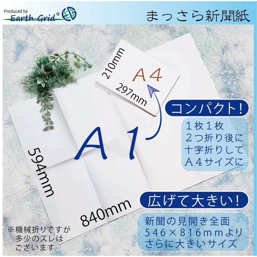 まっさら新聞紙A1／2つ折り×田の字折り／40枚／840×594mm／新聞紙