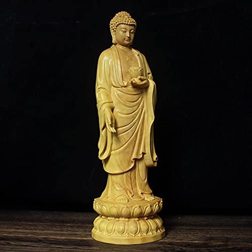 ヴィンテージ★仏陀像★美術品/木彫り/彫刻★アンティーク★仏像 木彫仏像 阿弥陀如来立像 高級天然ツゲ木彫り 阿弥陀仏 木製仏像