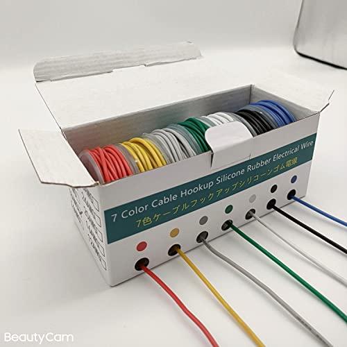 28awgゲージ 電気配線キット 7色のケーブルがの13mスプール 電線