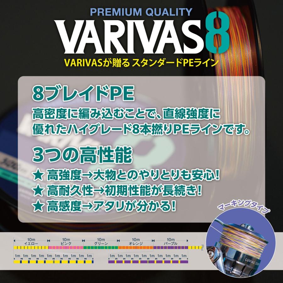 バリバス(VARIVAS) VARIVAS 8 マーキング 150m 0.8号 : GOOD ZERO