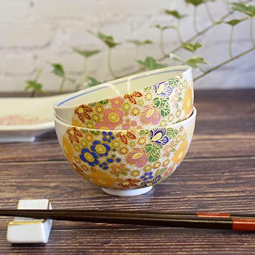 ペア 茶碗 九谷焼 夫婦茶碗 花詰 陶器 おしゃれ ご飯茶碗 和食器 日本