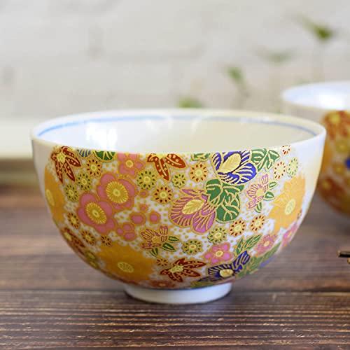 ペア 茶碗 九谷焼 夫婦茶碗 花詰 陶器 おしゃれ ご飯茶碗 和食器 日本