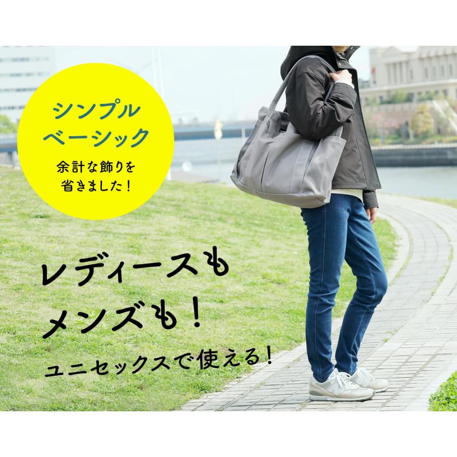 pieka] トートバッグ 大きめ 帆布 キャンバス 軽量 ポケット付き