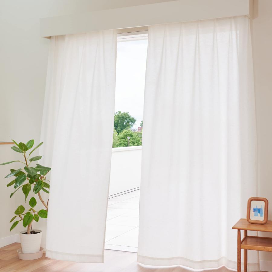 カーテン研究所≪遮熱・遮像リネン混レース ホワイト≫ 幅100cm x丈