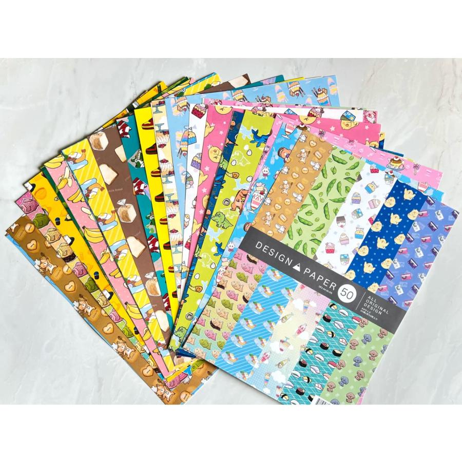 ふじさん企画 A4 サイズ デザインペーパー カラー 包装紙 マルチ