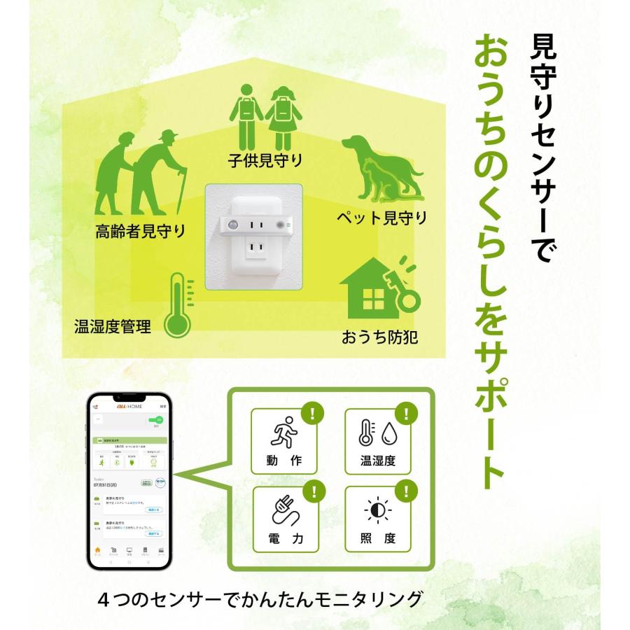 KDDI かんたん見守りプラグ Wi-Fi不要 介護 子供 高齢者 見守り グッズ