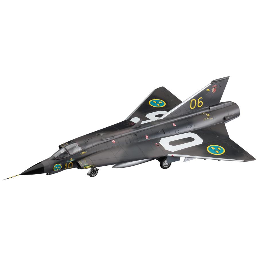 ハセガワ 1/72 スウェーデン空軍 J35F ドラケン プラモデル E48 : s  