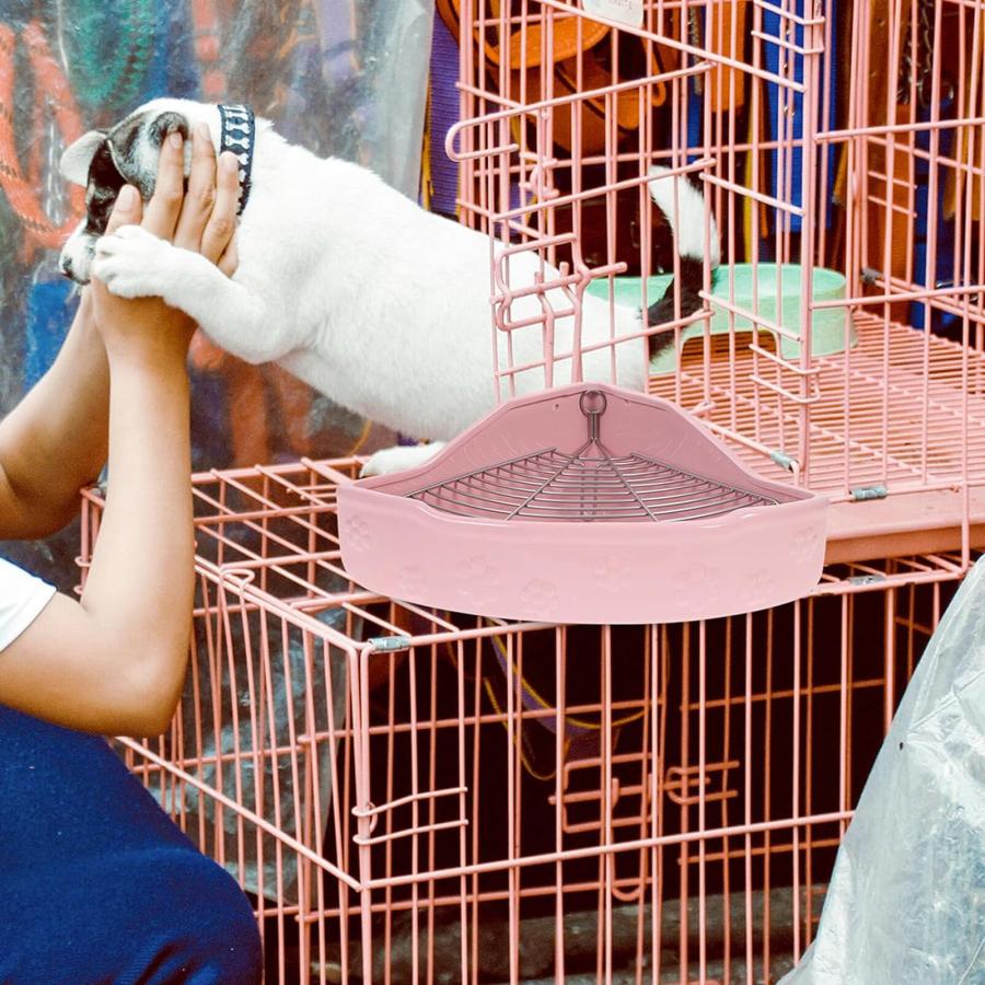 未使用 ピンクのウサギ飼育用ゲージ、三角トイレ、ドリンカー Amazon | うさぎ トイレ 陶器 カワイ 飼育ケージ内装 三角 兎