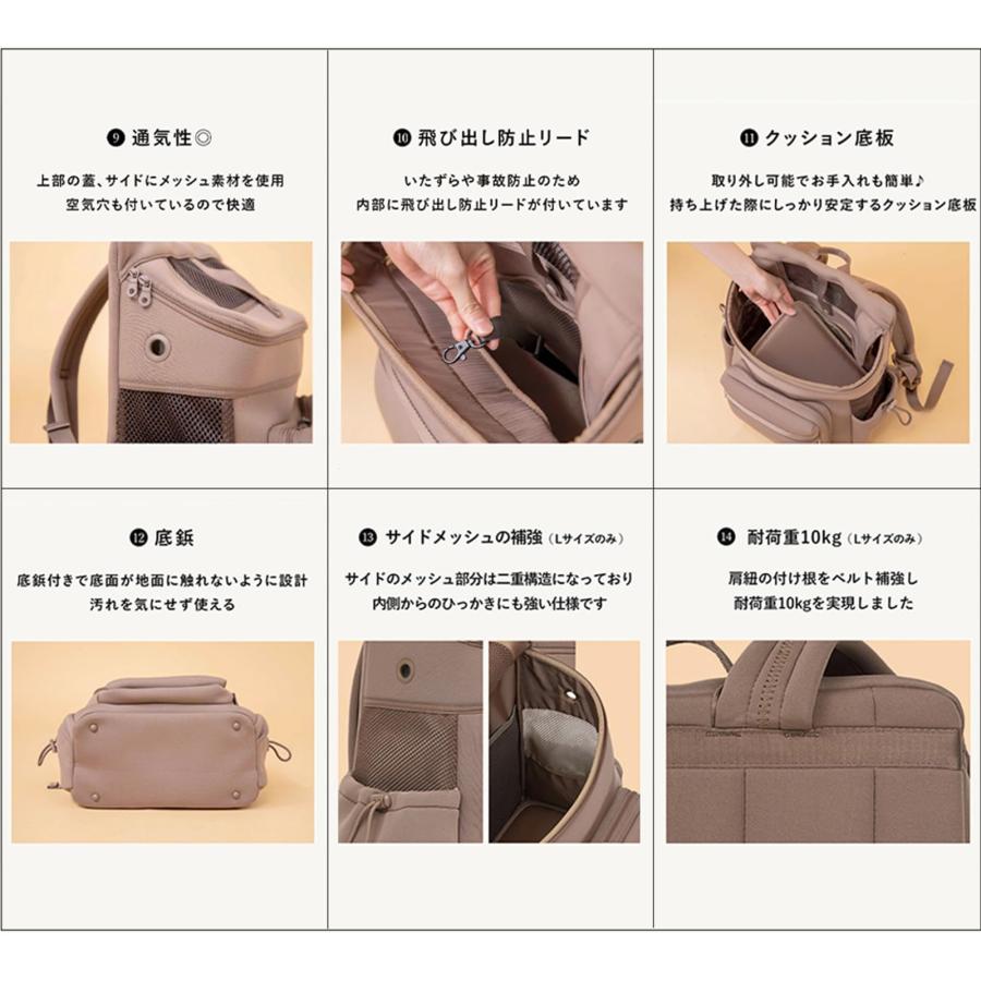 [citydog/シティドッグ] ネオプレーンバックパックキャリー 犬 リュック キャリーバッグ キャリーバック おしゃれ 軽い 洗える m-greyの画像