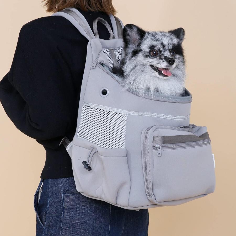 [citydog/シティドッグ] ネオプレーンバックパックキャリー 犬 リュック キャリーバッグ キャリーバック おしゃれ 軽い 洗える m-greyの画像
